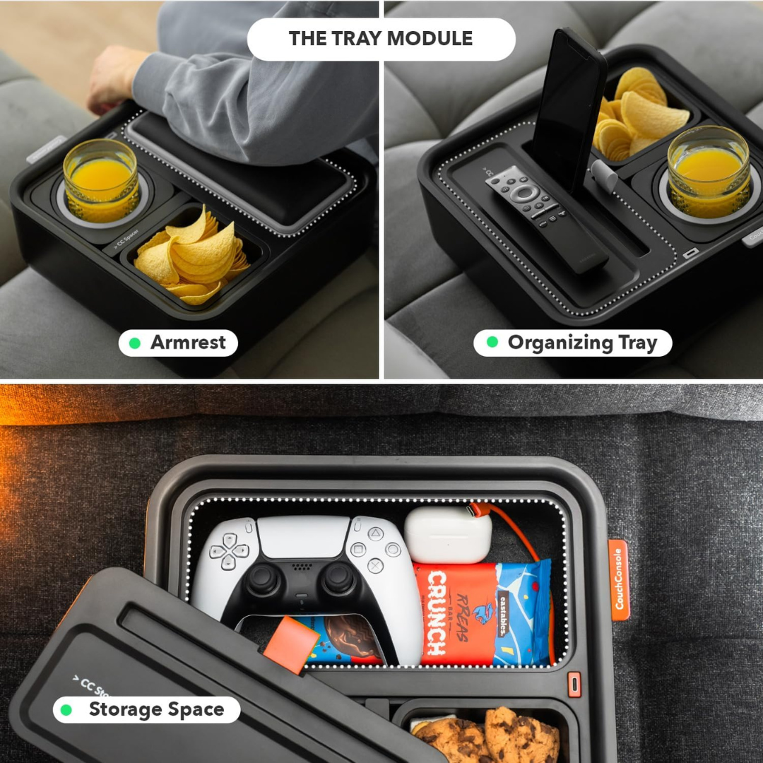 Drinks & Snacks Sofa Caddy with Armrest-Aldronix