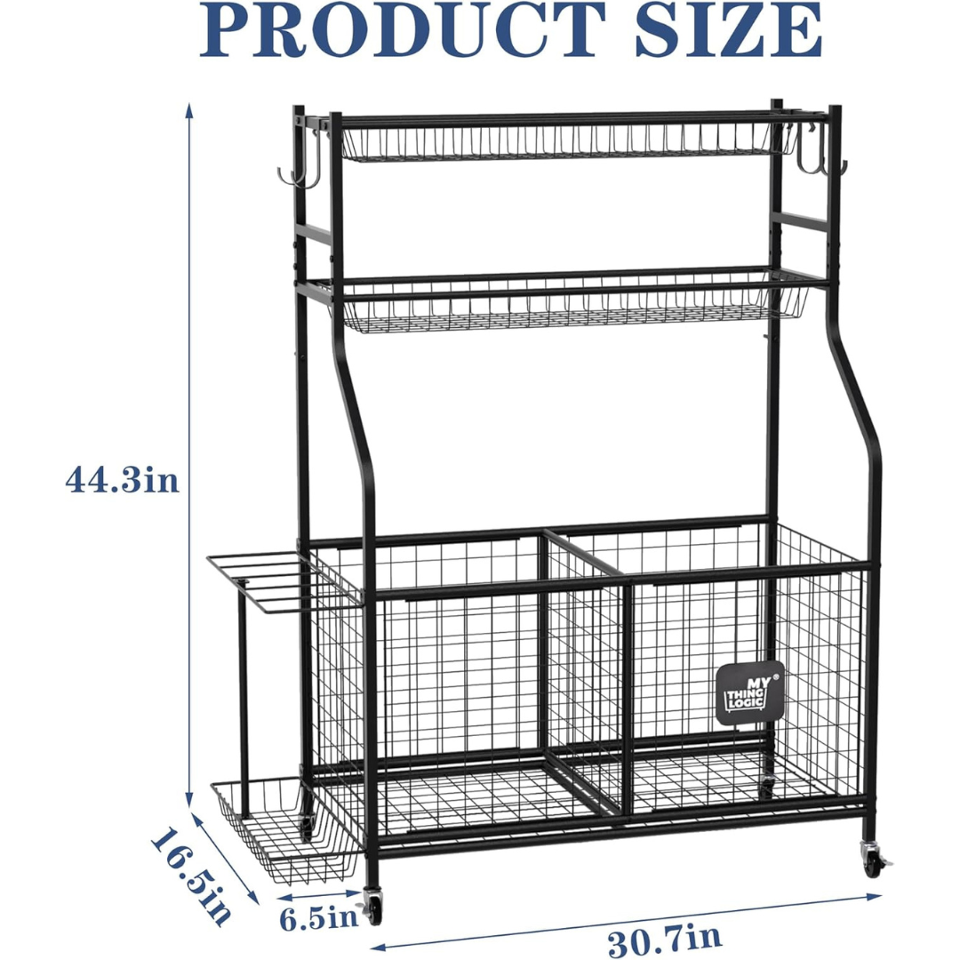 Sports Equipment Garage Organizer -  Cart with Wheels for Indoor/Outdoor-Aldronix