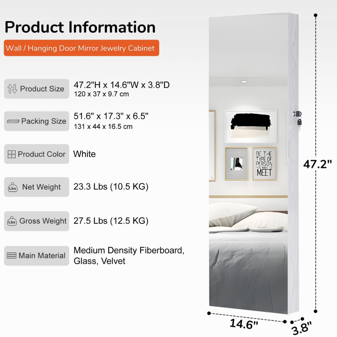 Mirror Jewelry Cabinet-Aldronix