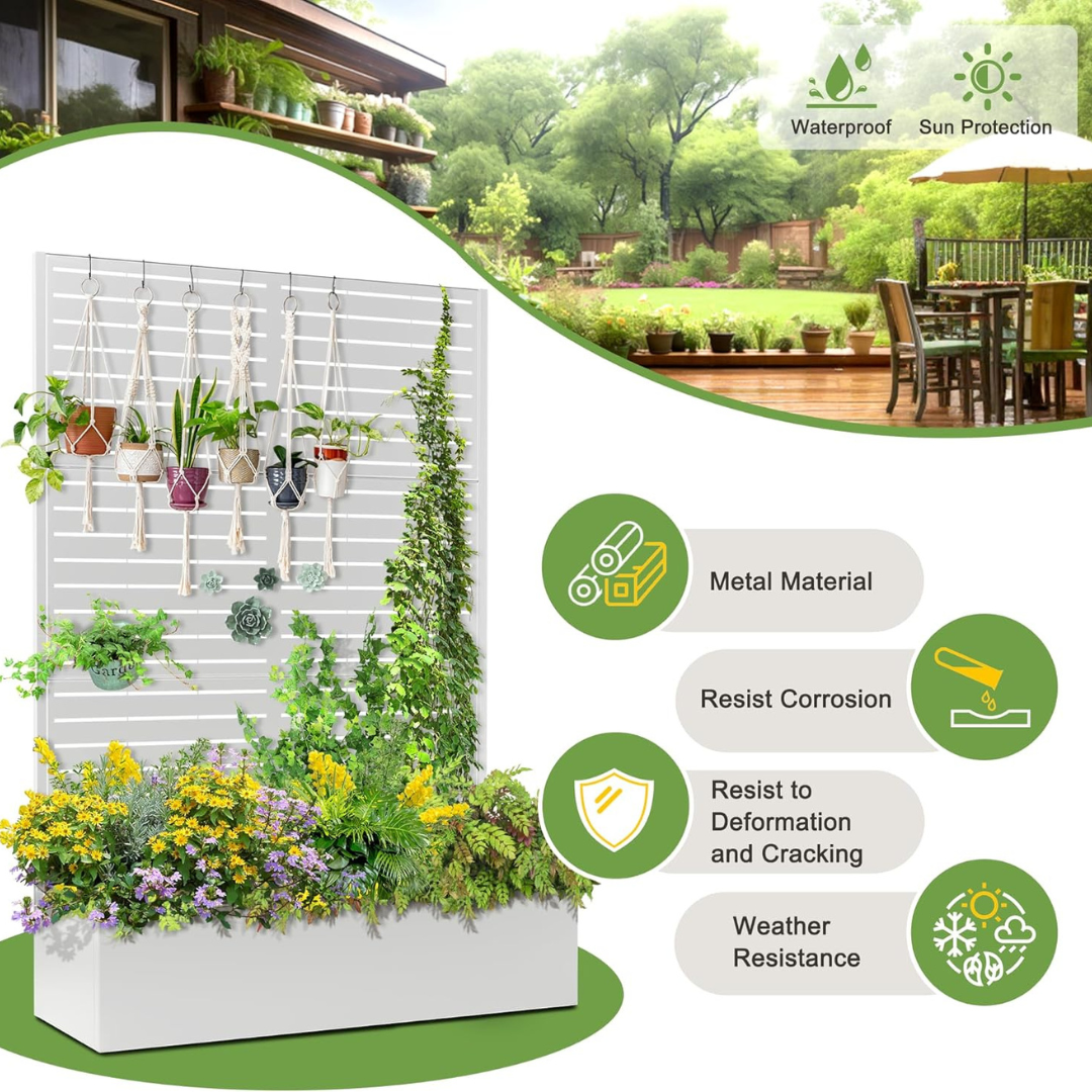 Metal Raised Garden Bed with Trellis-Aldronix