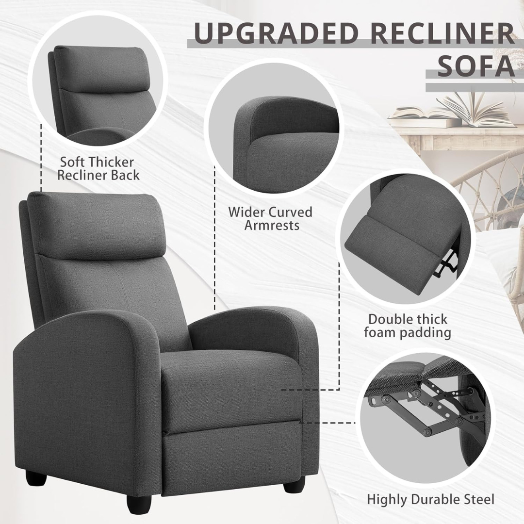 Adjustable Home Theater Single Recliner Sofa-Aldronix
