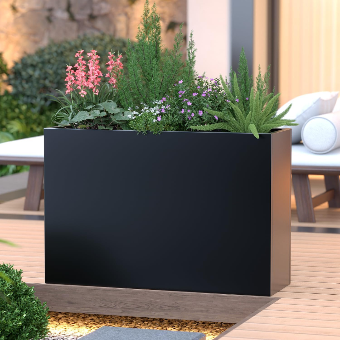 Galvanized Steel Planter with  Plants-Aldronix