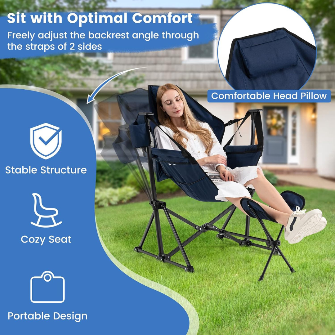 Folding Swing Chair with Retractable Footrest-Aldronix