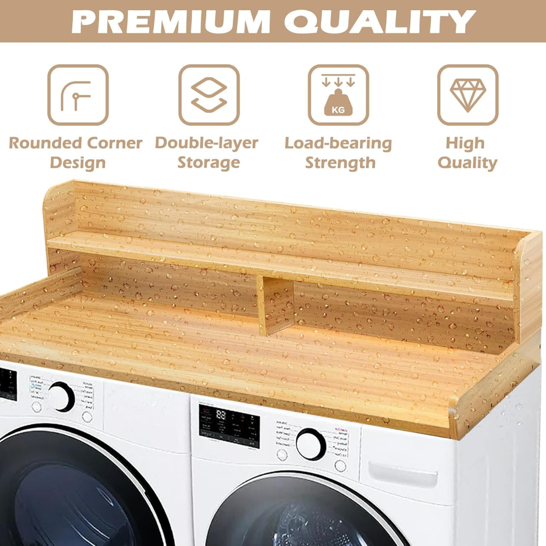 Laundry Countertop with 2-Tier Shelf-Aldronix
