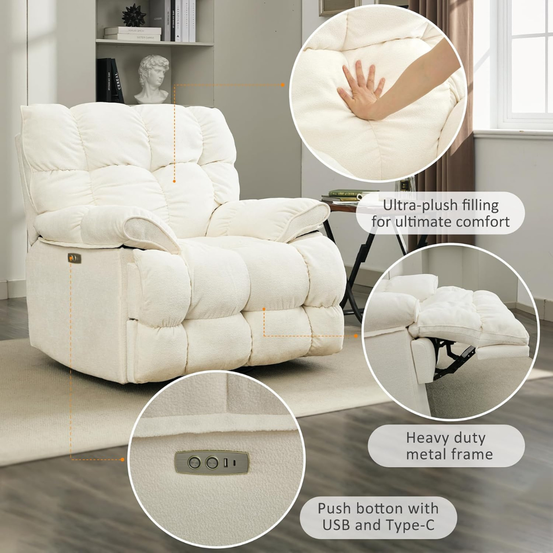 Super Comfy Overstuffed Extra Wide Rocking Recliners-Aldronix
