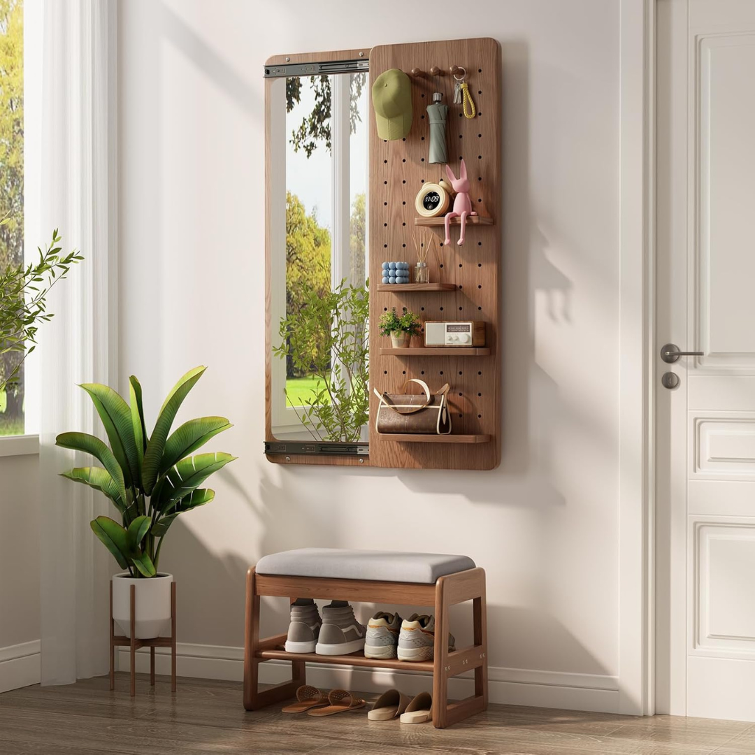 Wood Mirror with Shelf -Wall Mounted