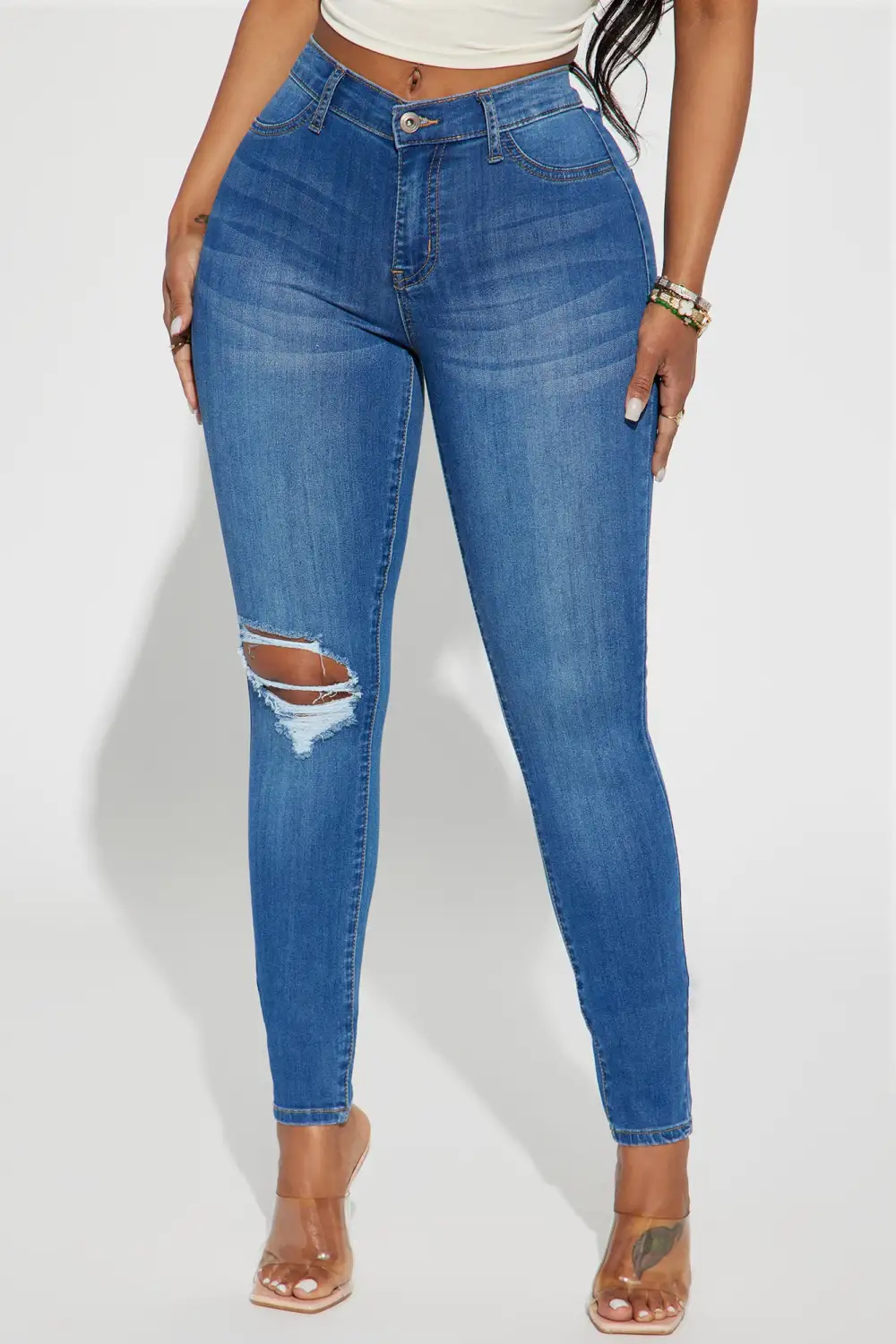 Move Ahead High Stretch Curvy Skinny Jean - Medium Wash-Aldronix