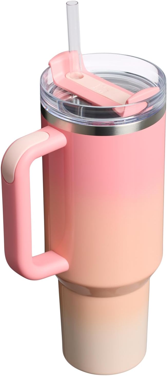Stanley Quencher H2.0 Tumbler with Handle and Straw 30 oz | Flowstate 3-Position Lid | Cup Holder Compatible for Travel | Insulated Stainless Steel Cup | BPA-Free | Cherry Blossom-Aldronix