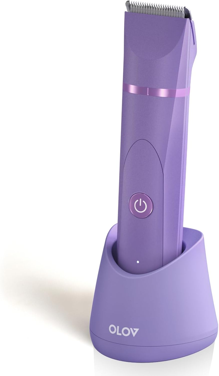  Electric Body Hair Trimmer - Groin Trimmer for Men - Bikini Trimmer Women - Wet/Dry Shaver Groomer, Replaceable Ceramic Blade Heads, USB Recharge Dock, Waterproof Hygiene Razor,Purple-Aldronix