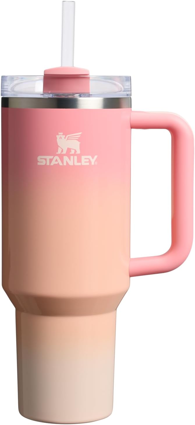 Stanley Quencher H2.0 Tumbler with Handle and Straw 30 oz | Flowstate 3-Position Lid | Cup Holder Compatible for Travel | Insulated Stainless Steel Cup | BPA-Free | Cherry Blossom-Aldronix