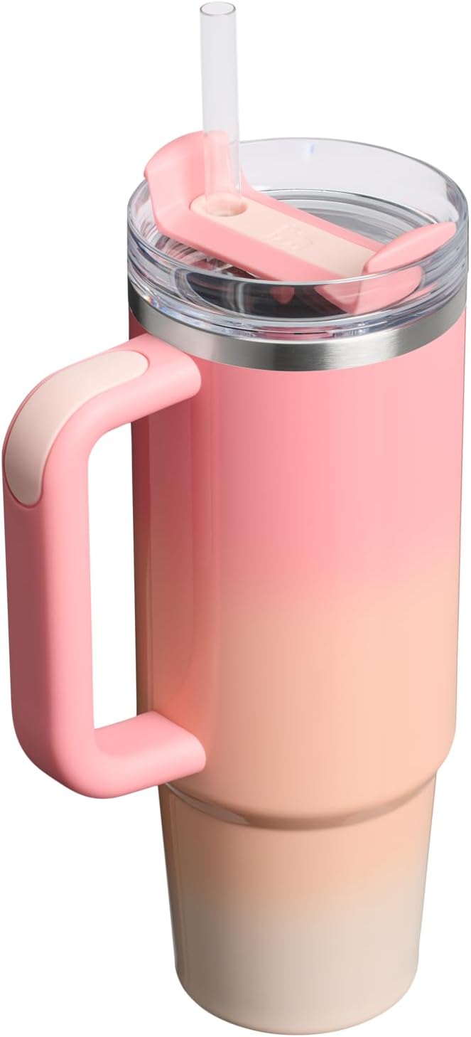 Stanley Quencher H2.0 Tumbler with Handle and Straw 30 oz | Flowstate 3-Position Lid | Cup Holder Compatible for Travel | Insulated Stainless Steel Cup | BPA-Free | Cherry Blossom-Aldronix