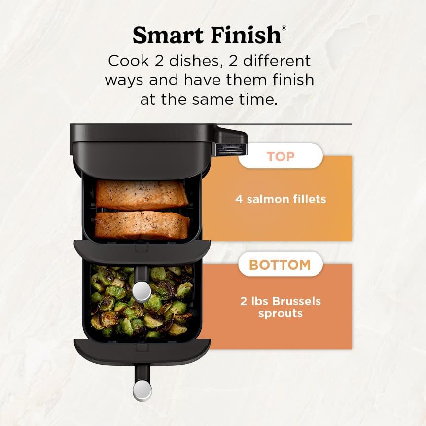 Ninja Air Fryer, 10QT DoubleStack XL 2-Basket, Compact Design, Cooks 5lb Whole Chicken, Feeds Up to 8 People, 6-in-1 Air Fryer, Roast, Bake & More, Easy to Clean, Dishwasher Safe Parts, Grey, SL401-Aldronix