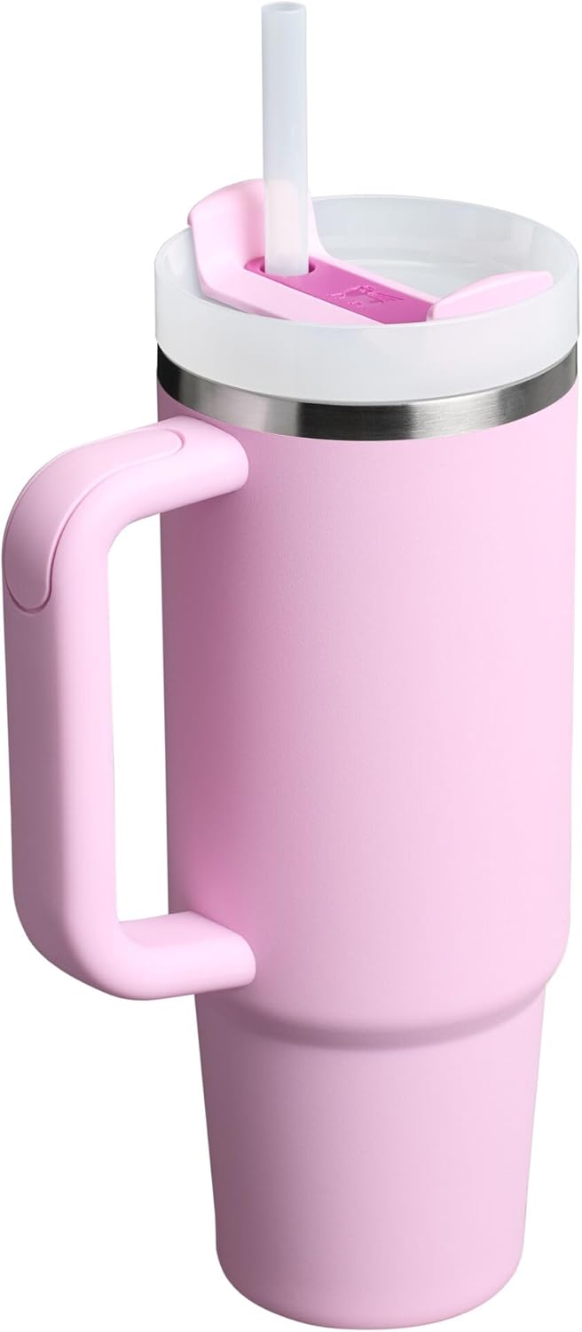 Stanley Quencher H2.0 Tumbler with Handle and Straw 30 oz | Flowstate 3-Position Lid | Cup Holder Compatible for Travel | Insulated Stainless Steel Cup | BPA-Free | Cherry Blossom-Aldronix