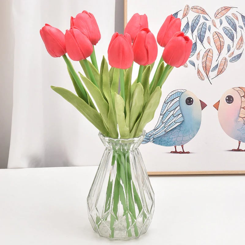馃挀馃巵 Beautiful Artificial Real Touch Tulip Flower Stems (Bunch of 10)-Aldronix