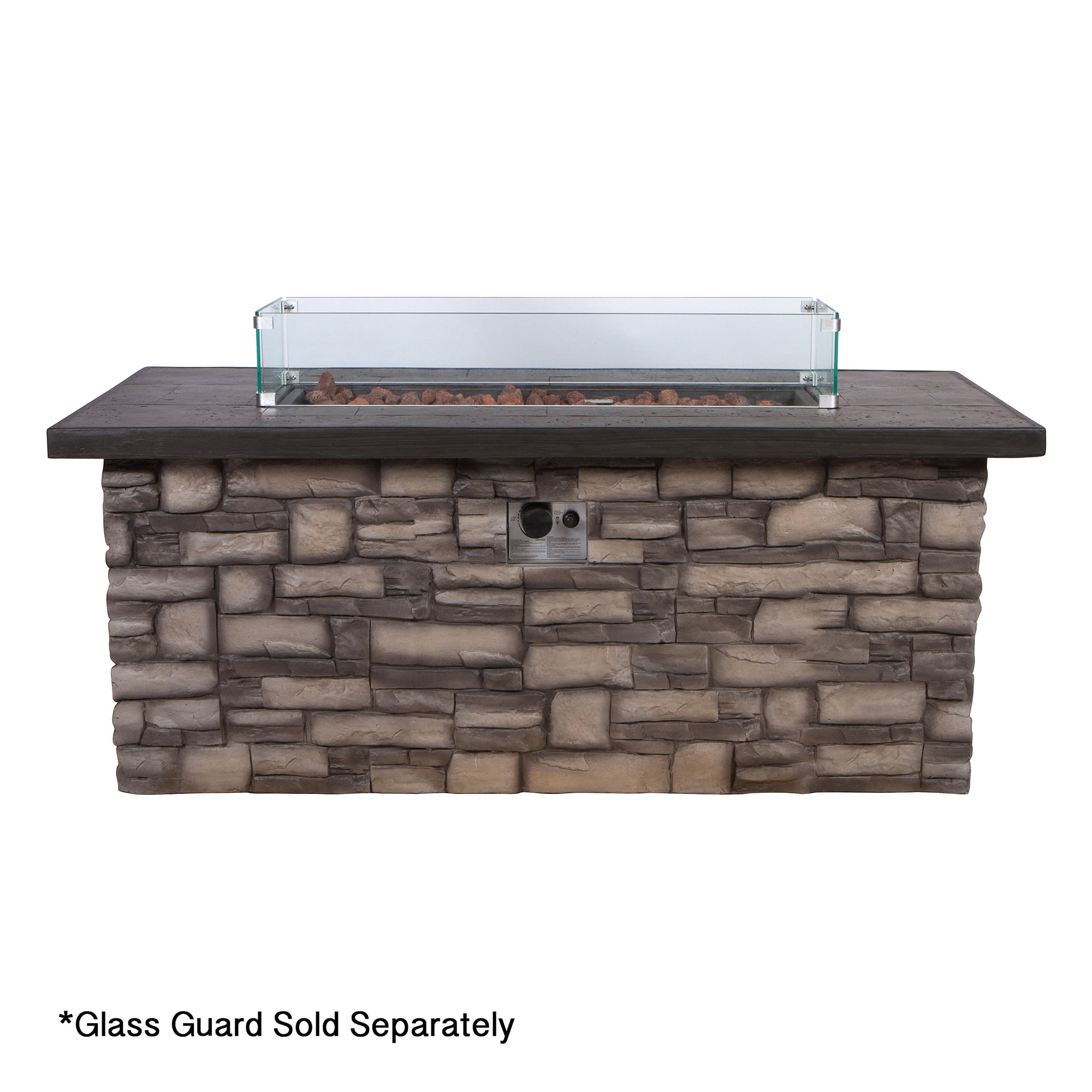 35 in. Round Outdoor Fire Pit Table - Stone-Aldronix