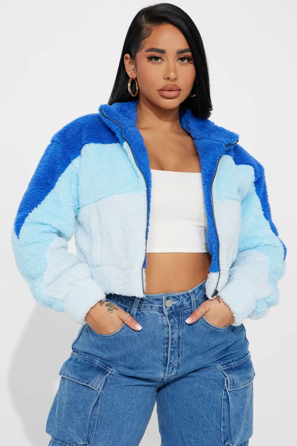 Cozy Little Teddy Jacket - Blue/combo-Aldronix