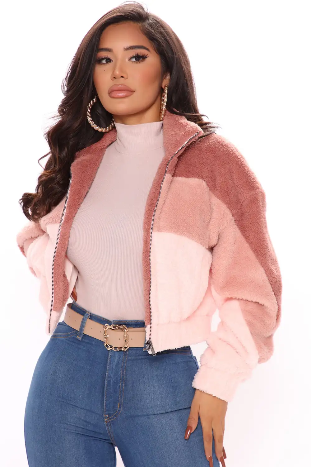 Cozy Little Teddy Jacket - Mauve/combo-Aldronix