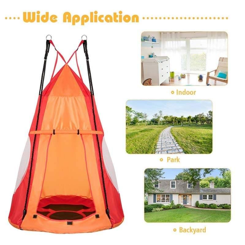 40'' Kids Hanging Tent Swing Saucer Chair Swing Tent Set-Aldronix