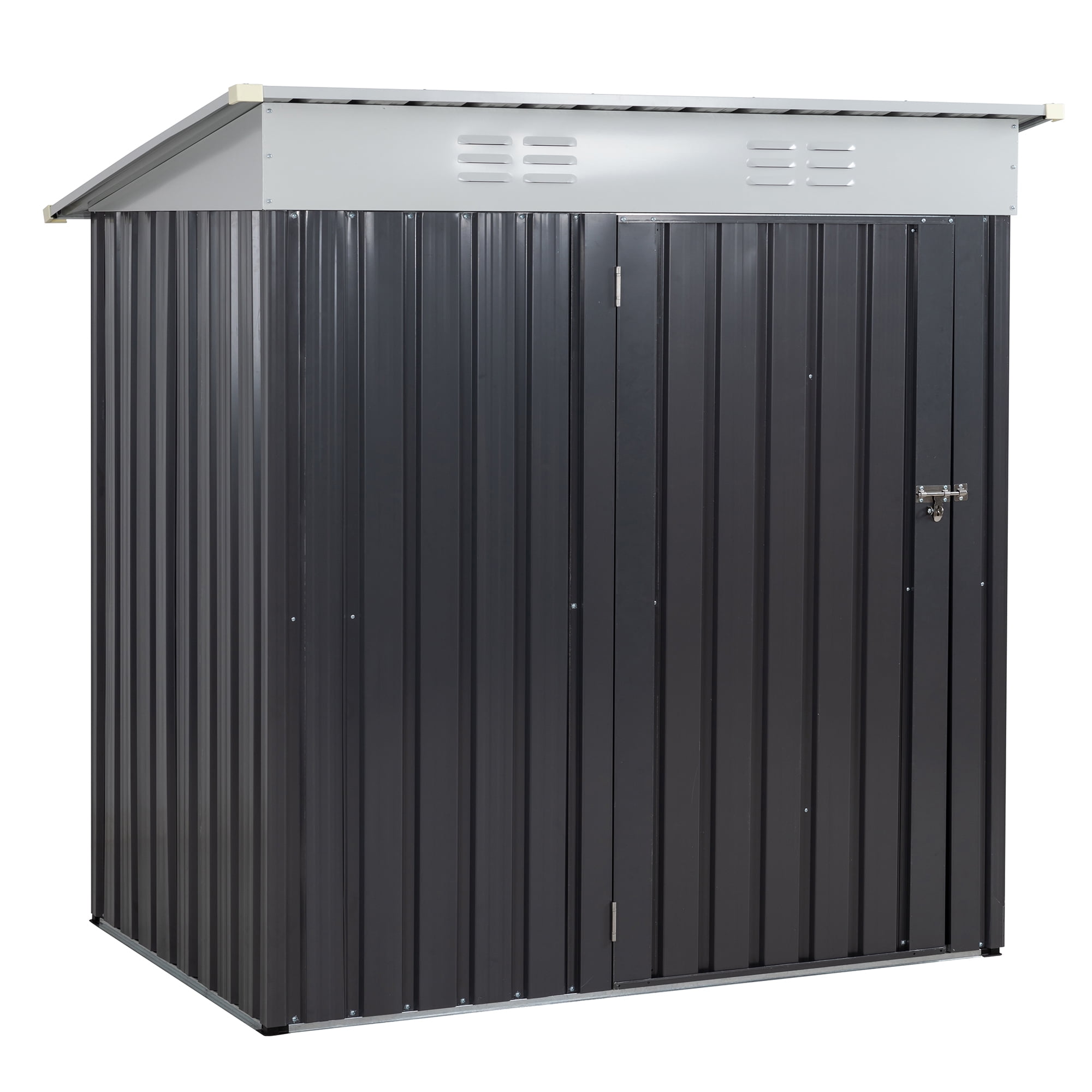 5X3 FT Outdoor Storage Shed,Waterproof Metal Garden Sheds with Lockable Double Door,Weather Resistant Steel Tool Storage House Shed Grey-Aldronix