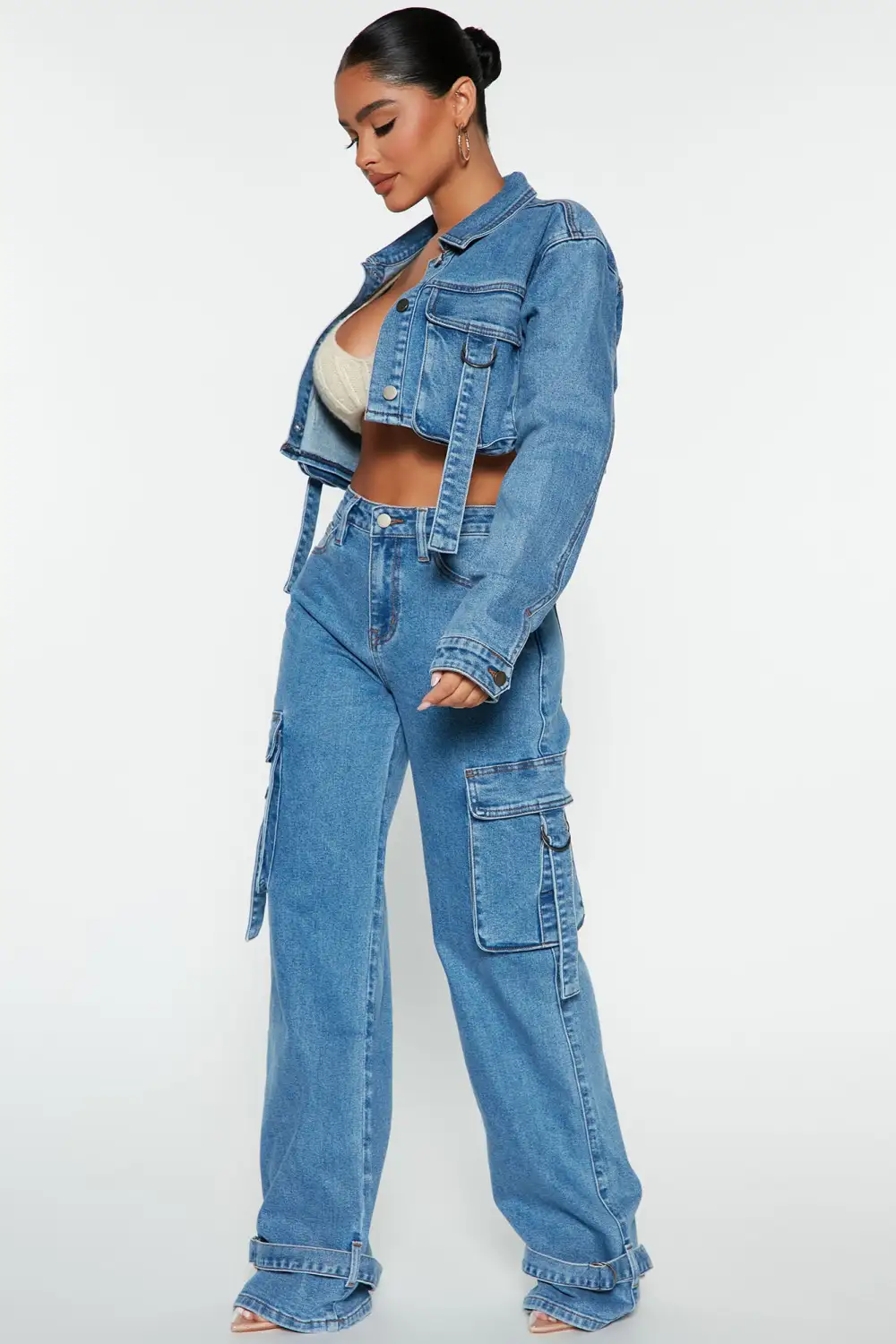 Love Hurts Cargo Denim Jacket - Medium Blue Wash-Aldronix