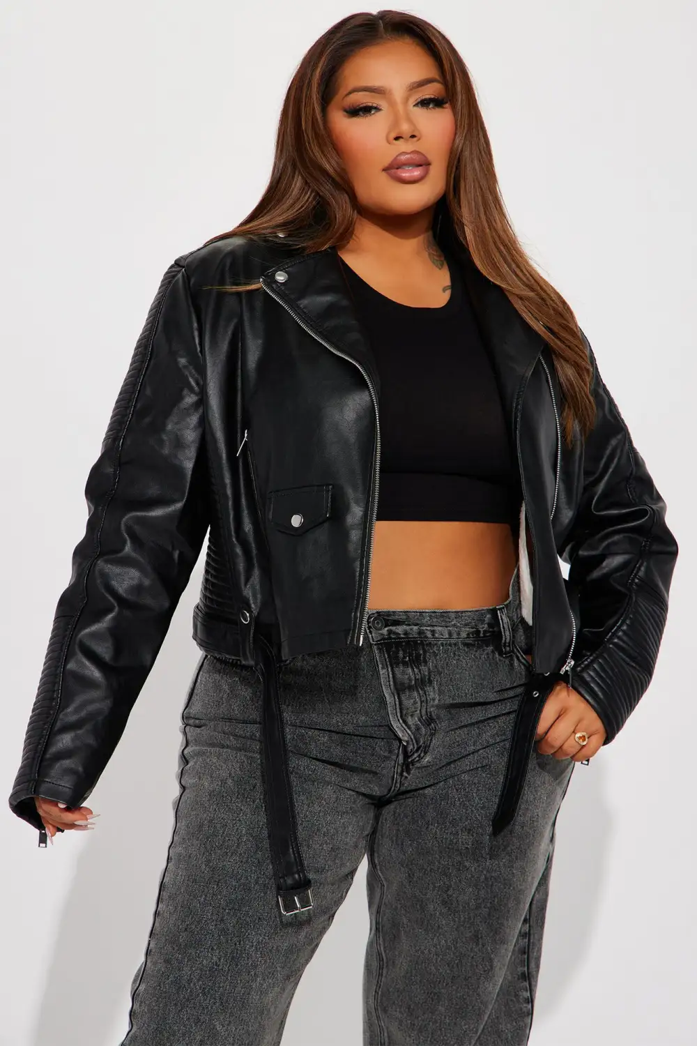 Can't Stop Me Now PU Leather Jacket - Black-Aldronix