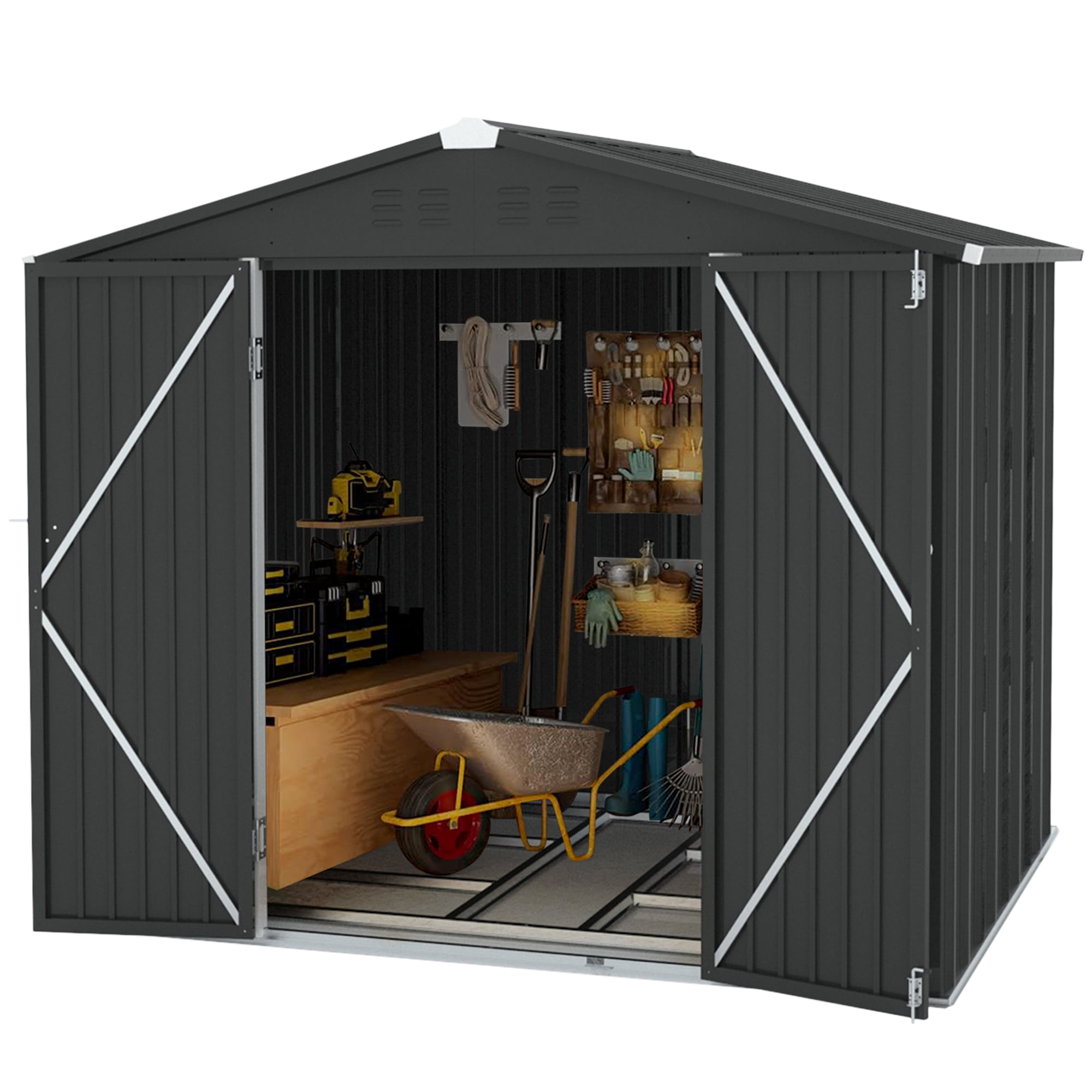 6' x 4' Outdoor Metal Storage Shed, Tools Storage Shed-Aldronix