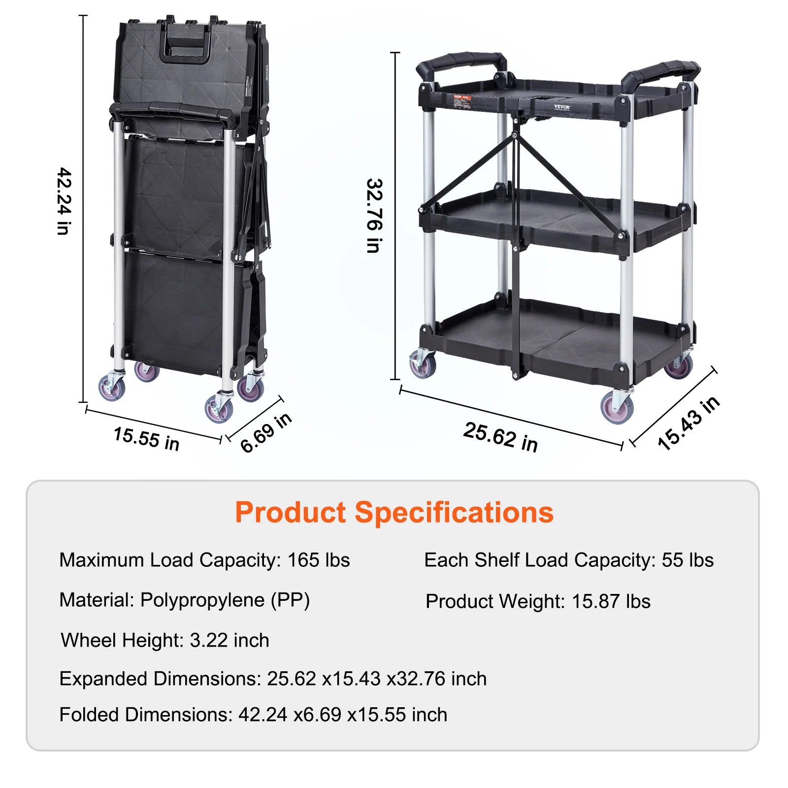 Zusammenklappbarer Rollwagen mit 3 Ebenen, Lagerregal, bewegliches Lückenregal, Servierwagen, schmaler Slide-Organizer für Küche und Bad-Aldronix