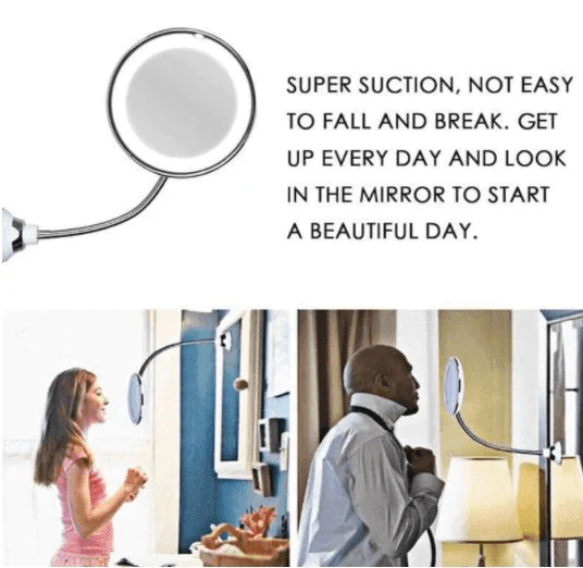 10X Magnifying LED Lighted Flexible Mirror-Aldronix
