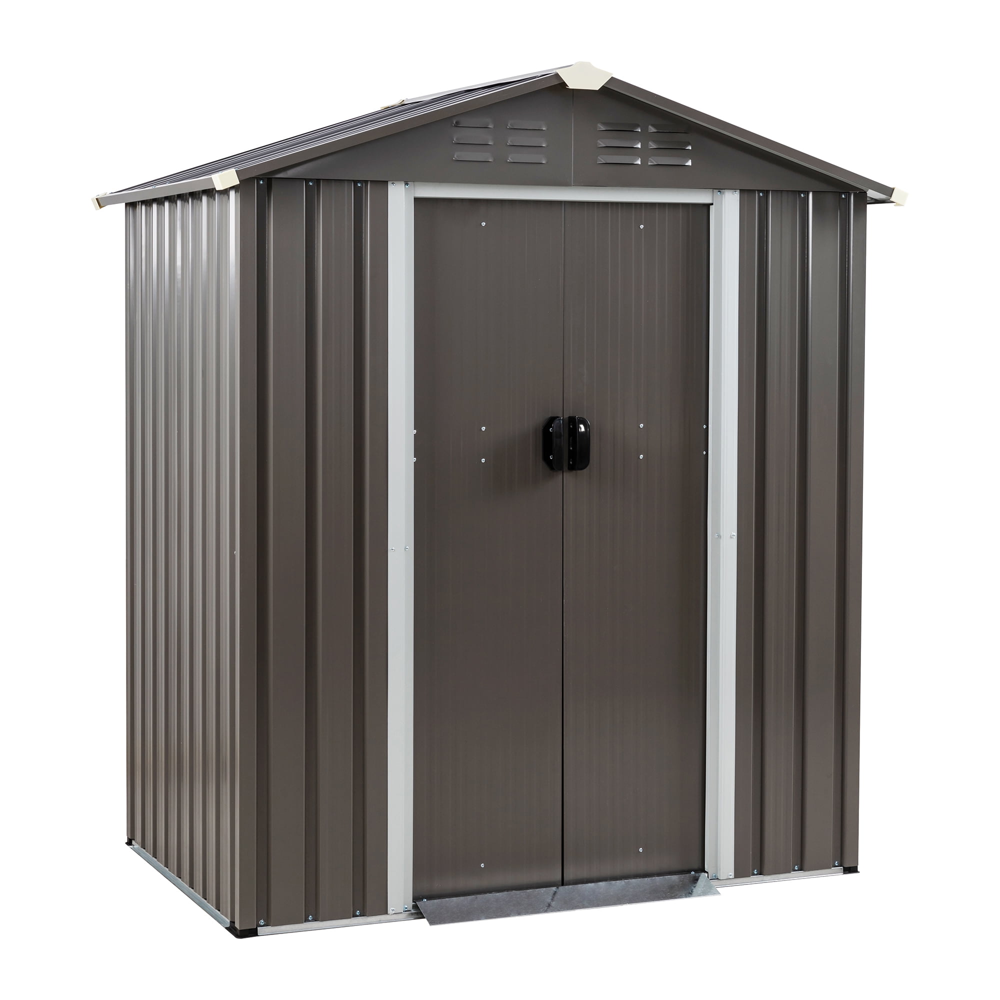 5X3 FT Outdoor Storage Shed,Waterproof Metal Garden Sheds with Lockable Double Door,Weather Resistant Steel Tool Storage House Shed Grey-Aldronix