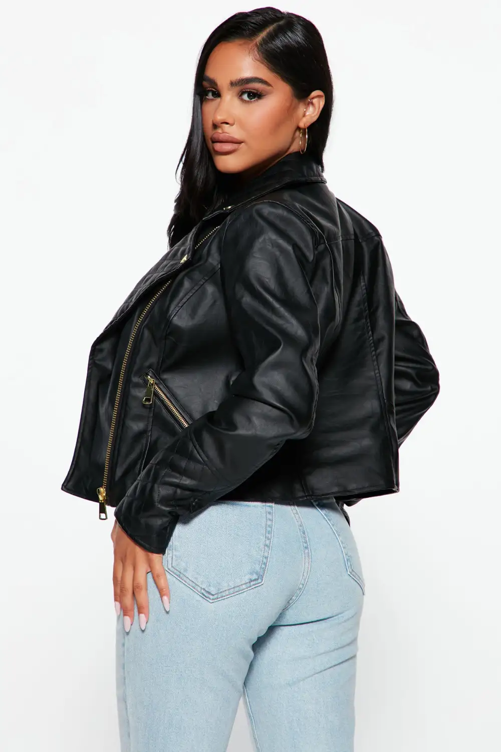 Out For A Ride Vegan Leather Moto Jacket - Black-Aldronix