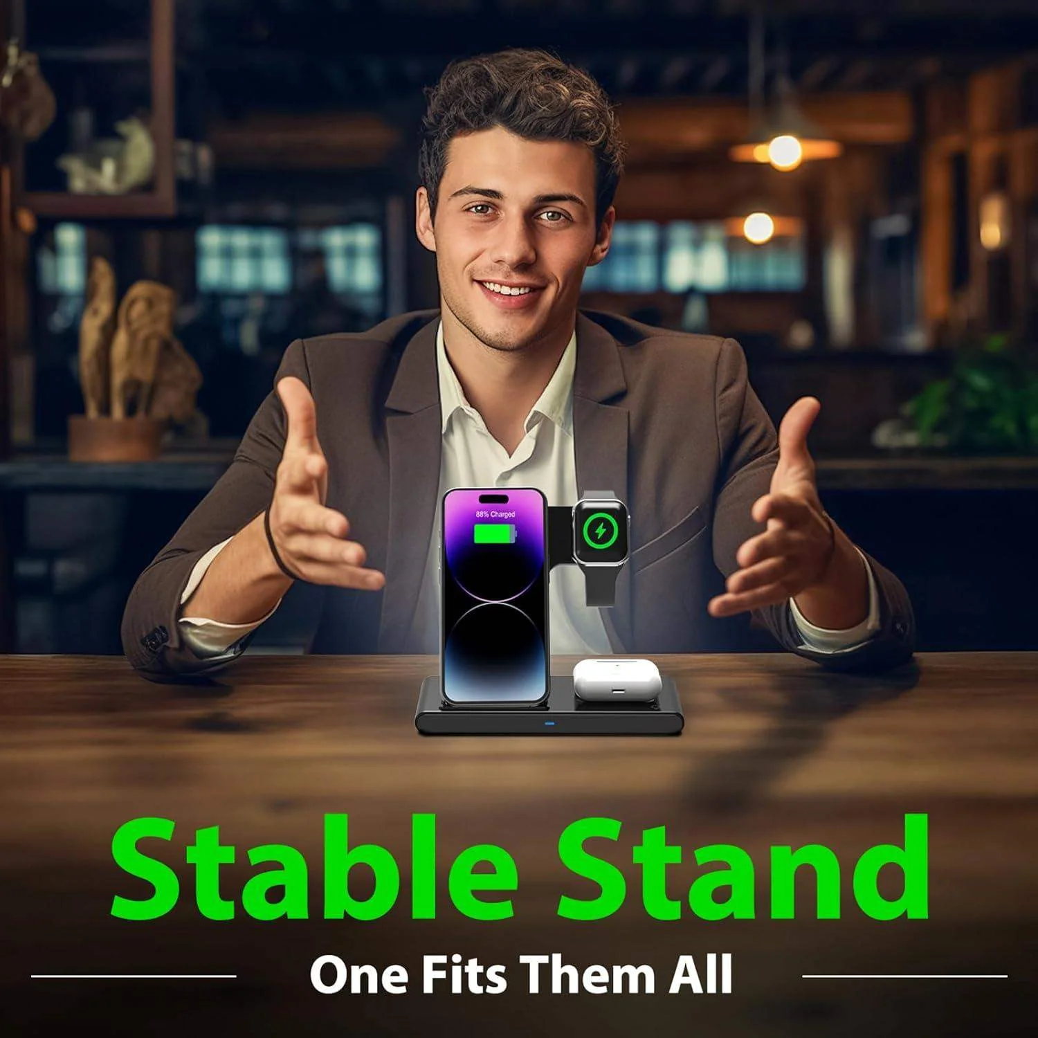 3 IN 1 Wireless Fast Charger Stand For iphone Watch And Airpod-Aldronix