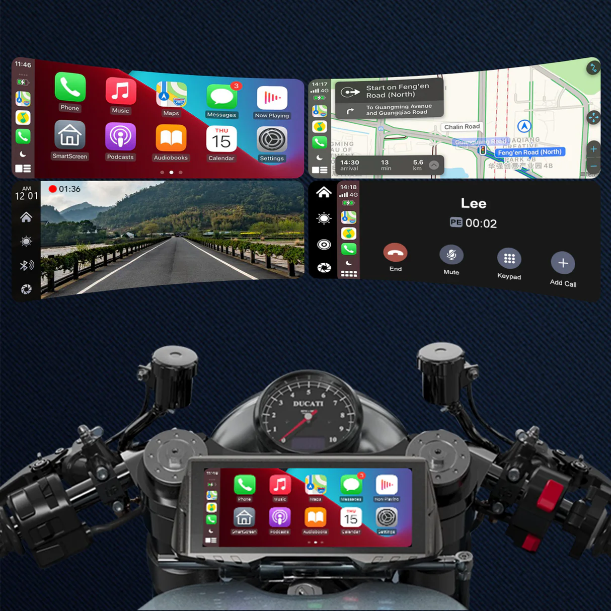 6.86" Multifunction Motorcycle GPS /Motorcycle Cameras-Aldronix
