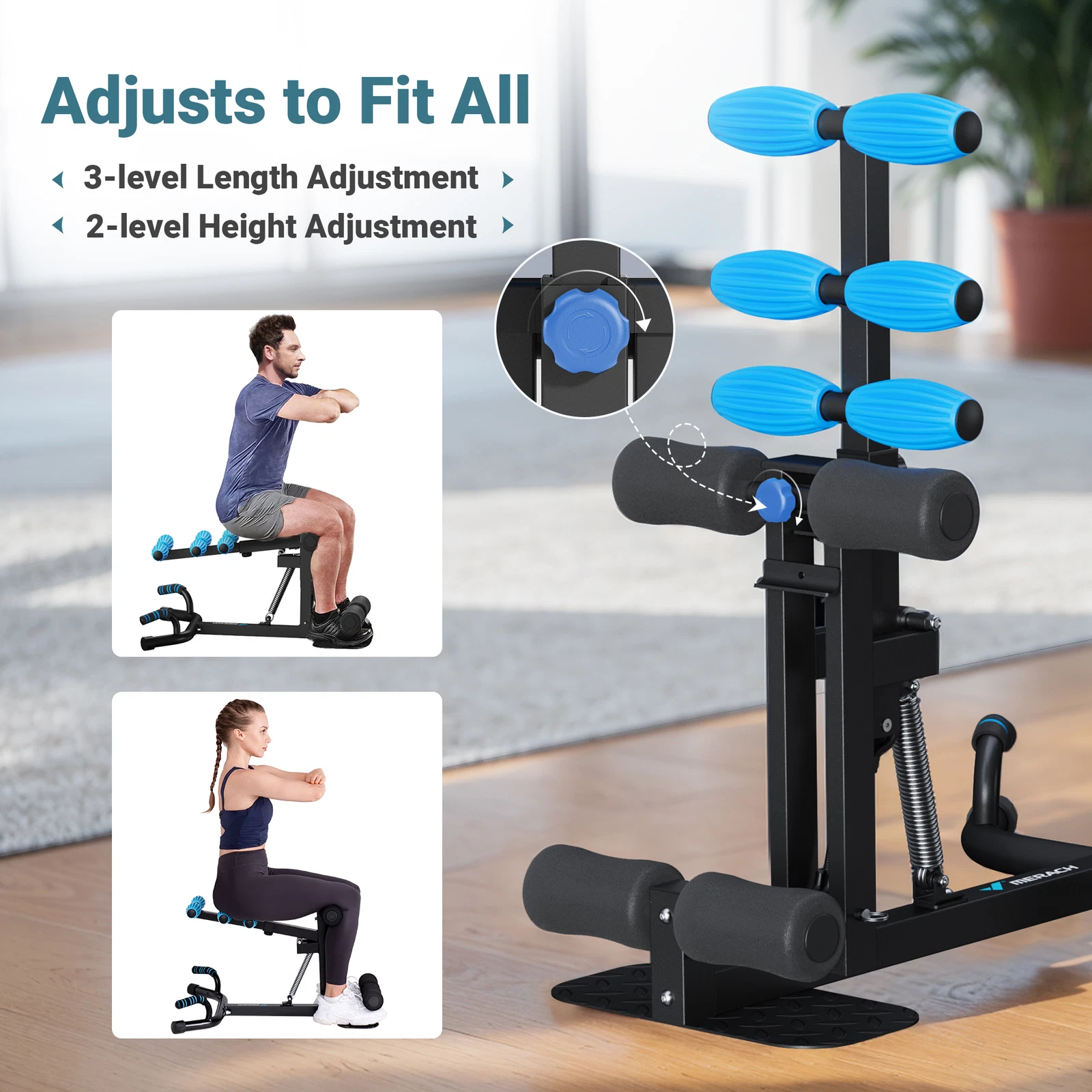MERACH New Deep Squat Workout Machine Adjustable Glutes Trainer Exercise Fitness-Aldronix