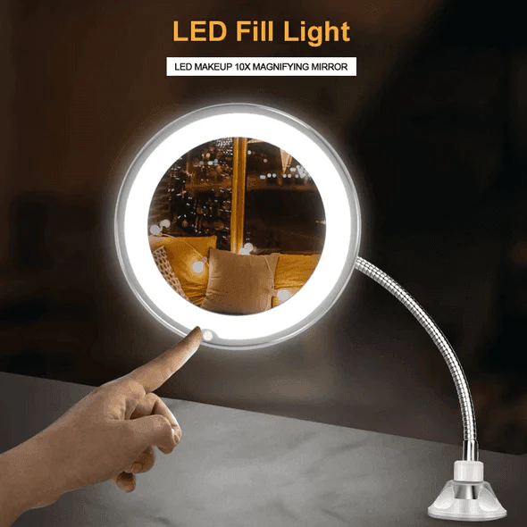 10X Magnifying LED Lighted Flexible Mirror-Aldronix