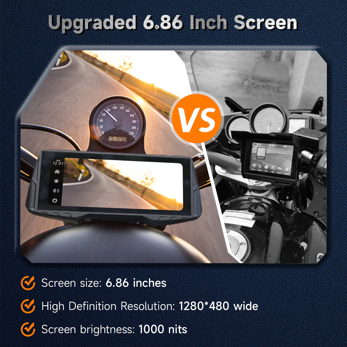 6.86" Multifunction Motorcycle GPS /Motorcycle Cameras-Aldronix