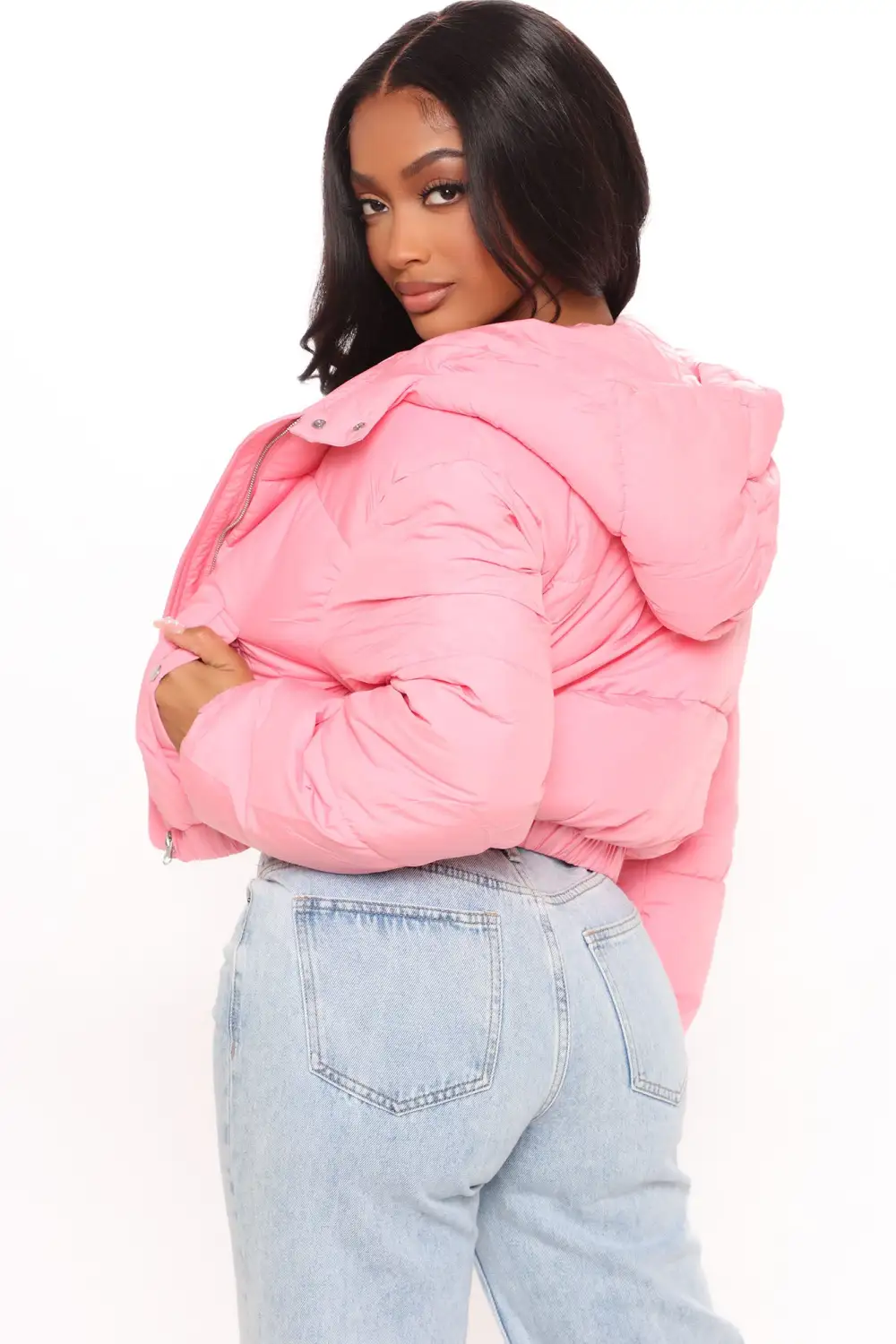 Can't Be Beat Cropped Puffer Jacket - Pink-Aldronix