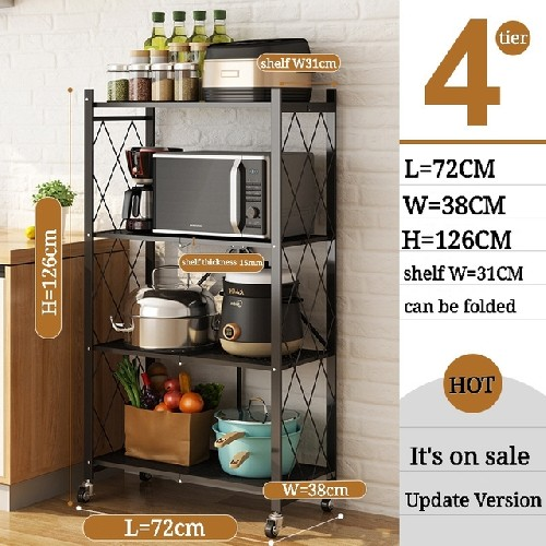 Today Only $39.99  3/4/5-Tier Foldable Rack with Wheel Carbon Steel-Aldronix