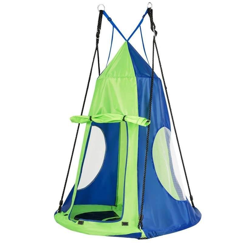 40'' Kids Hanging Tent Swing Saucer Chair Swing Tent Set-Aldronix