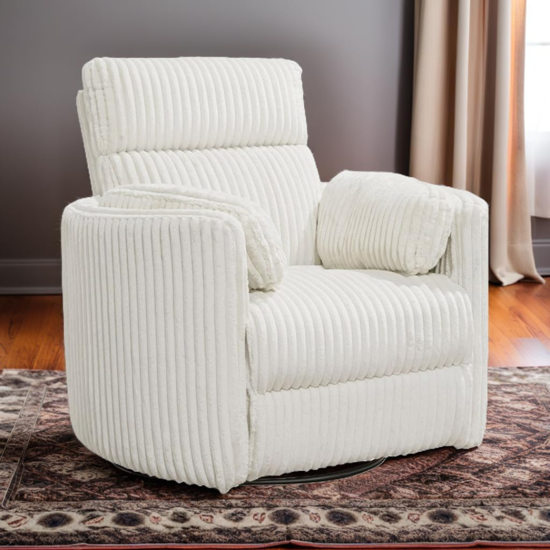 Swivel Glider Recliner in Ivory-Aldronix