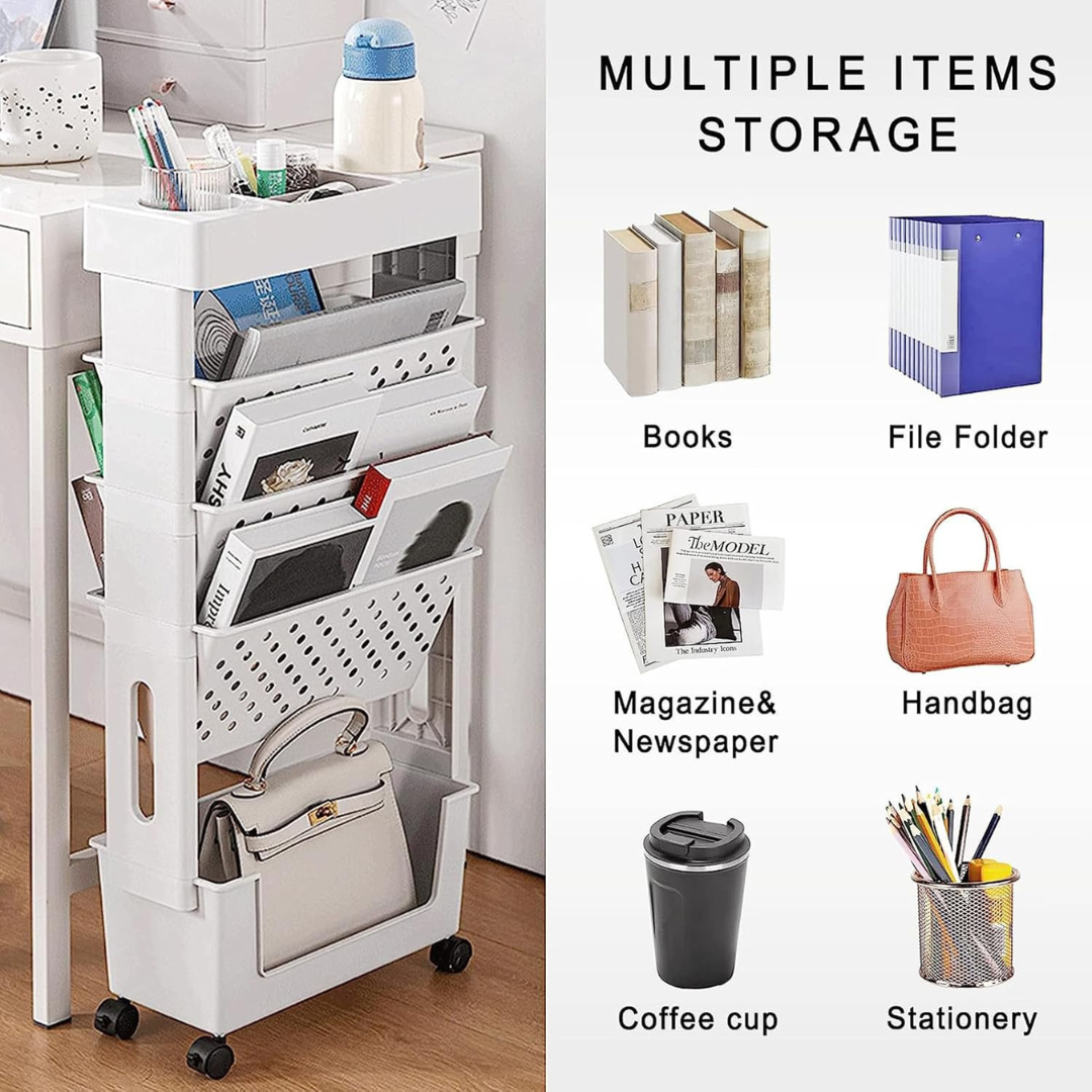 Movable Bookshelf Cart-Aldronix
