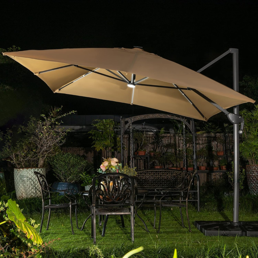 LED Solar Patio Umbrella -360°Rotation-Aldronix