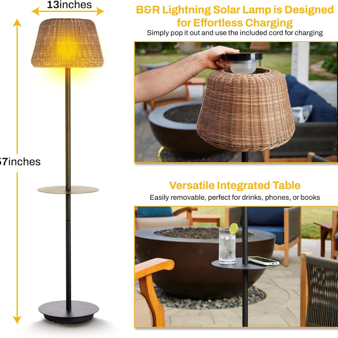 Solar Outdoor Floor Lamp with Table-Aldronix