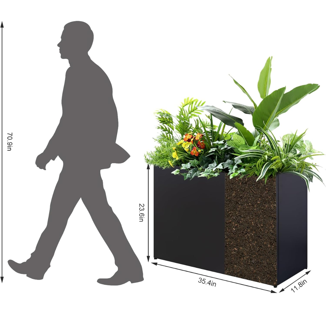 Galvanized Steel Planter with  Plants-Aldronix