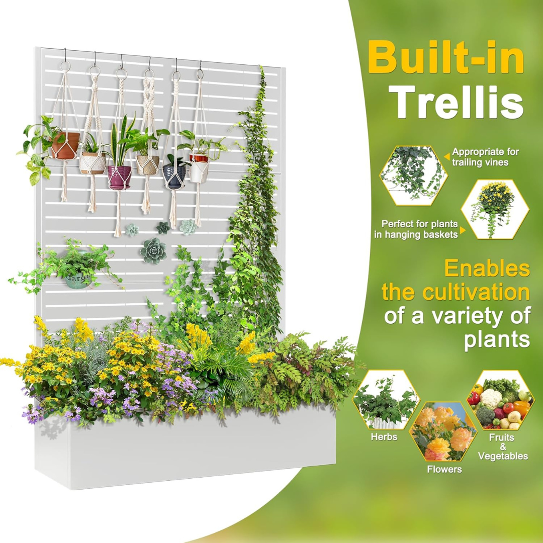 Metal Raised Garden Bed with Trellis-Aldronix