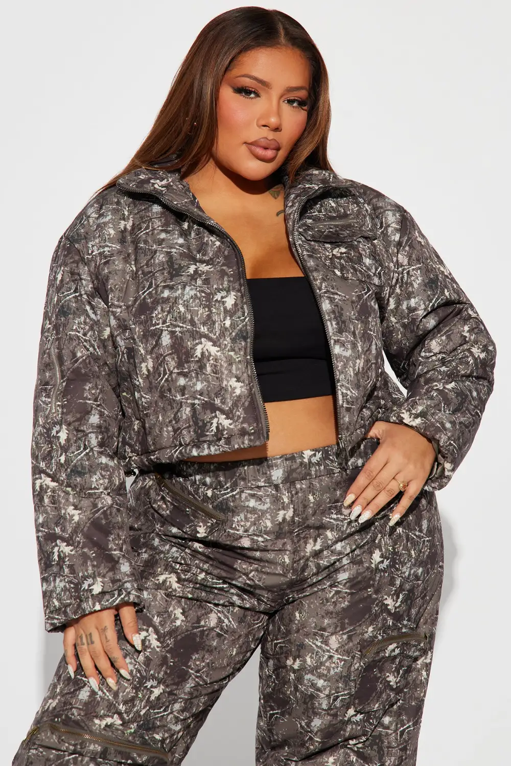 Fearless Hunter Camo Puffer Jacket - Olive/combo-Aldronix