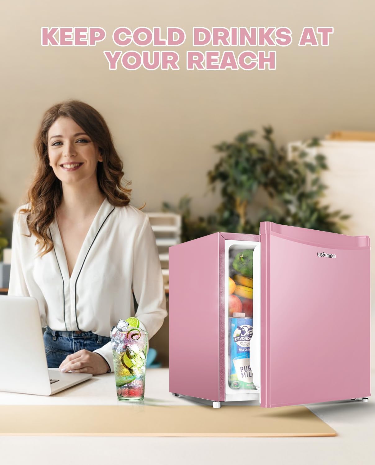Upstreman 1.7 Cu.ft Mini Fridge with Freezer, Dorm Essentials, Adjustable Thermostat, Energy Saving, Low Noise, Single Door Compact Refrigerator for Dorm, Office, Bedroom, Black-FR17-Aldronix