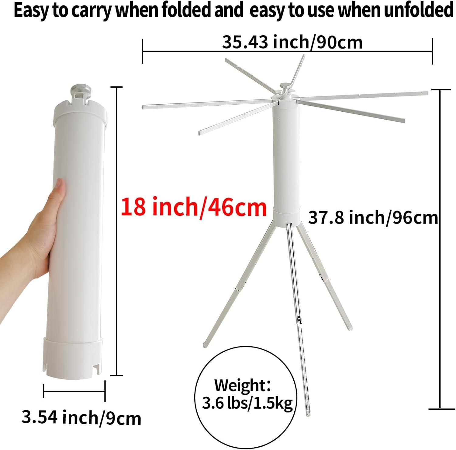 JOOM Tripod Clothes Drying Rack, Garment Rack Portable and Foldable Space Saving Laundry Drying Rack - Drying Rack Clothing Floor Folding Balcony Bedroom Household Wooden-Aldronix