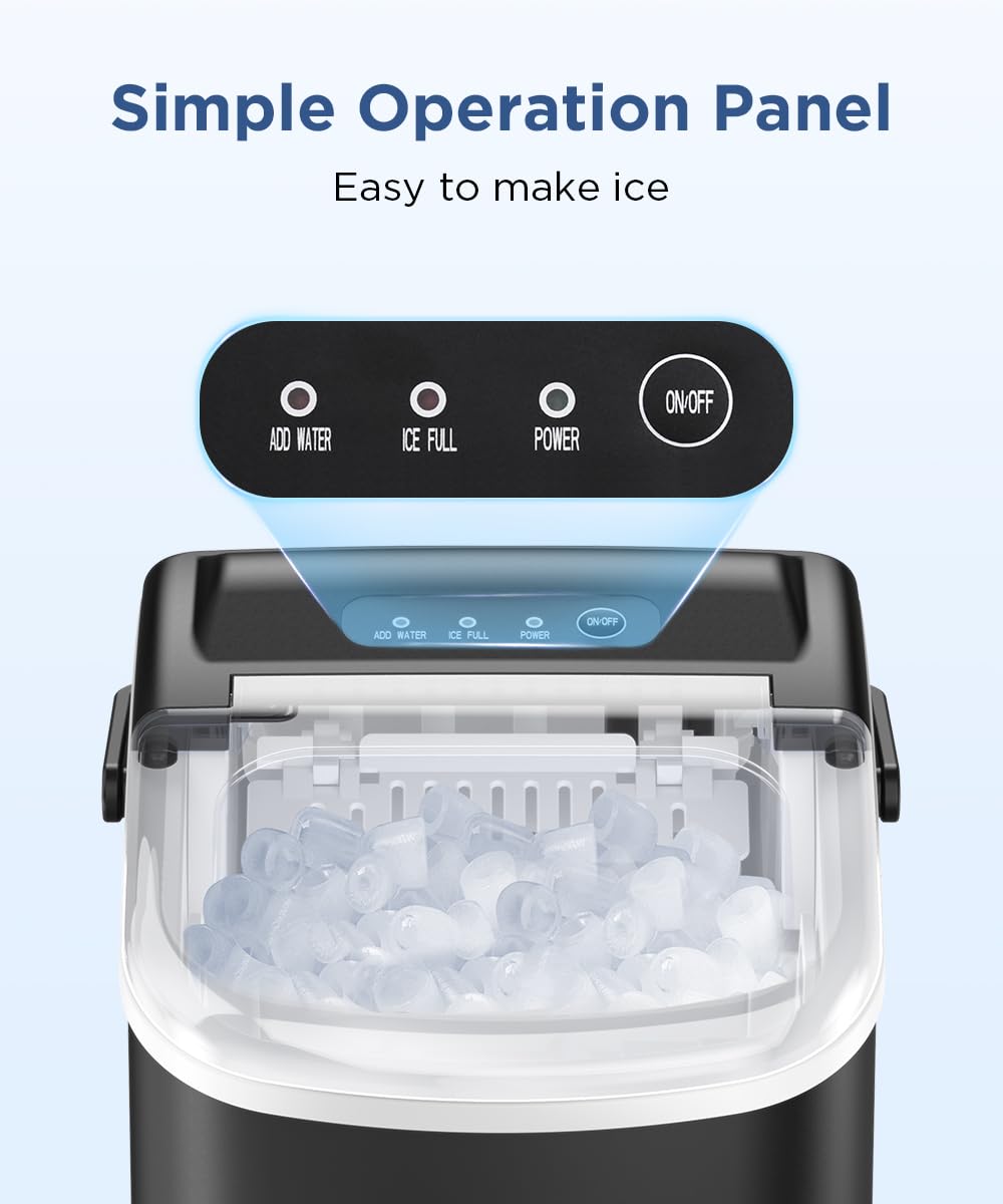 COWSAR Ice Maker Countertop, Portable Ice Machine with Self-Cleaning, 26.5 lbs/24Hrs, 8 Ice Cubes in 6 Mins, Ice Basket and Scoop, Ideal for Home, Kitchen, Bar, Camping-Aldronix