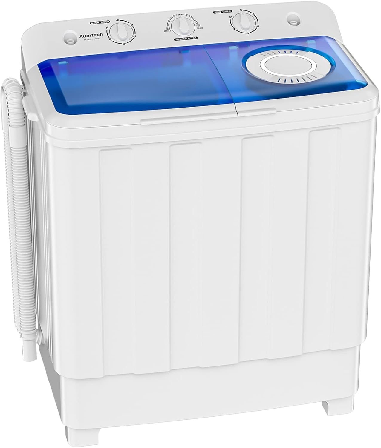 Auertech Portable Washing Machine, 28lbs Twin Tub Washer Mini Compact Laundry Machine with Drain Pump, Semi-automatic 18lbs Washer 10lbs Spinner Combo for Dorms, Apartments, RVs-Aldronix