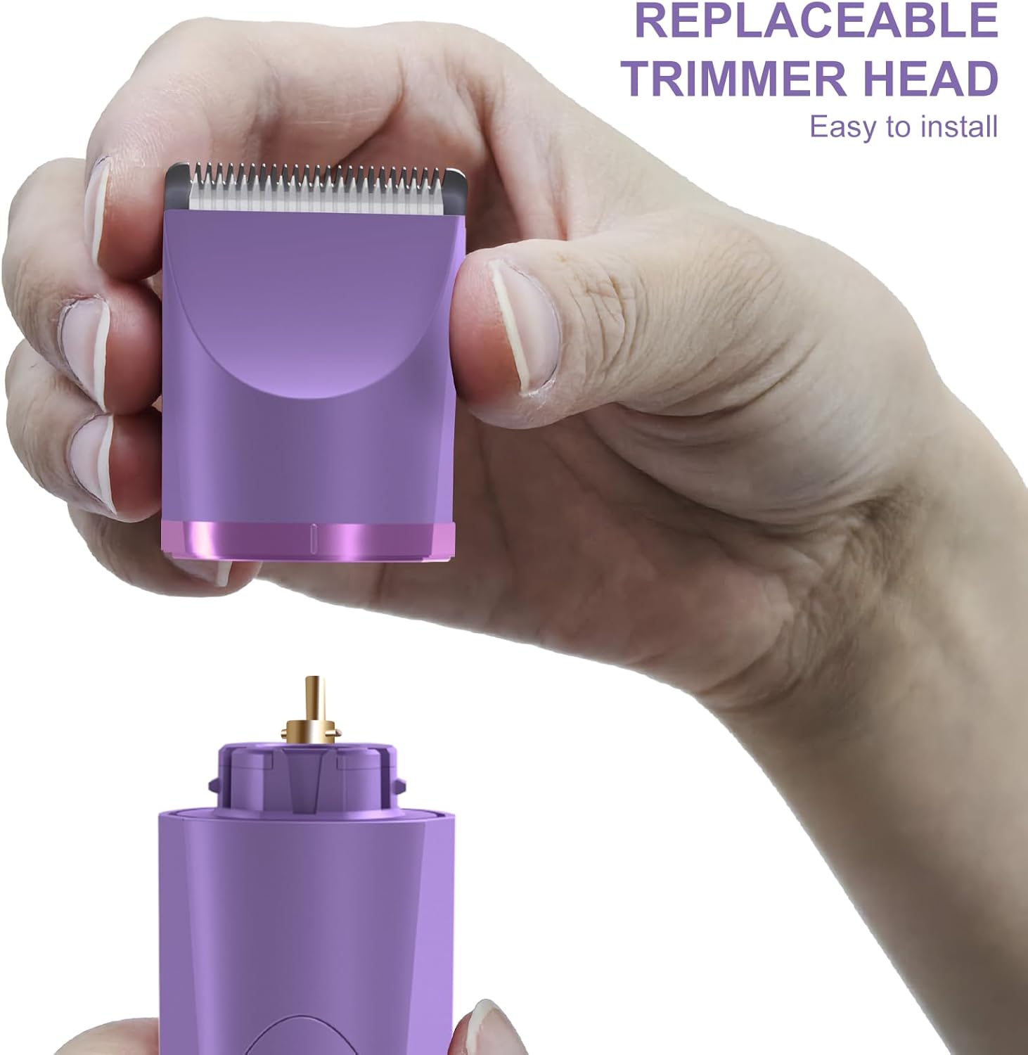  Electric Body Hair Trimmer - Groin Trimmer for Men - Bikini Trimmer Women - Wet/Dry Shaver Groomer, Replaceable Ceramic Blade Heads, USB Recharge Dock, Waterproof Hygiene Razor,Purple-Aldronix